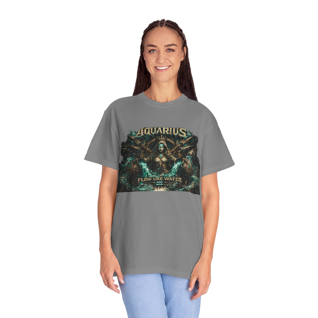 Aquarius Zodiac T-shirt — “Flow Like Water” Astrological Graphic Tee