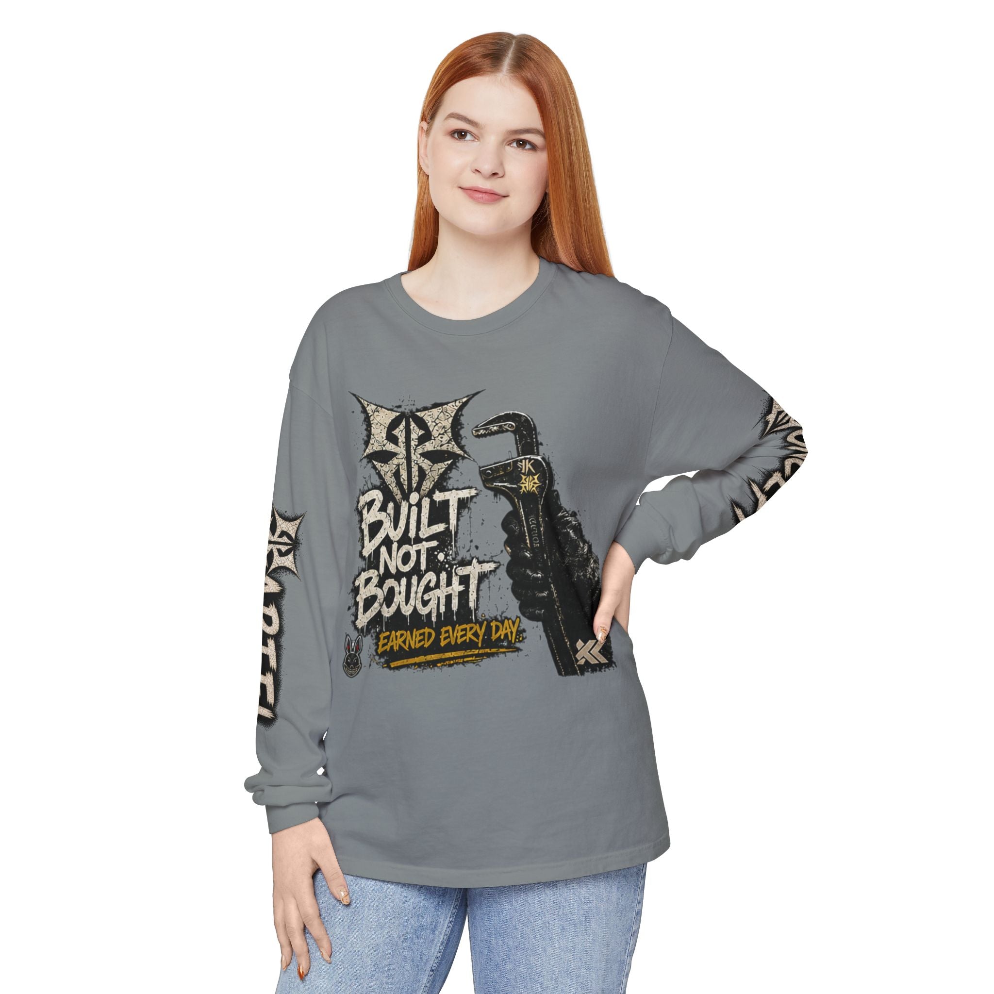 Built Not Bought Long Sleeve T-Shirt — Mechanic/Builder Graphic Tee