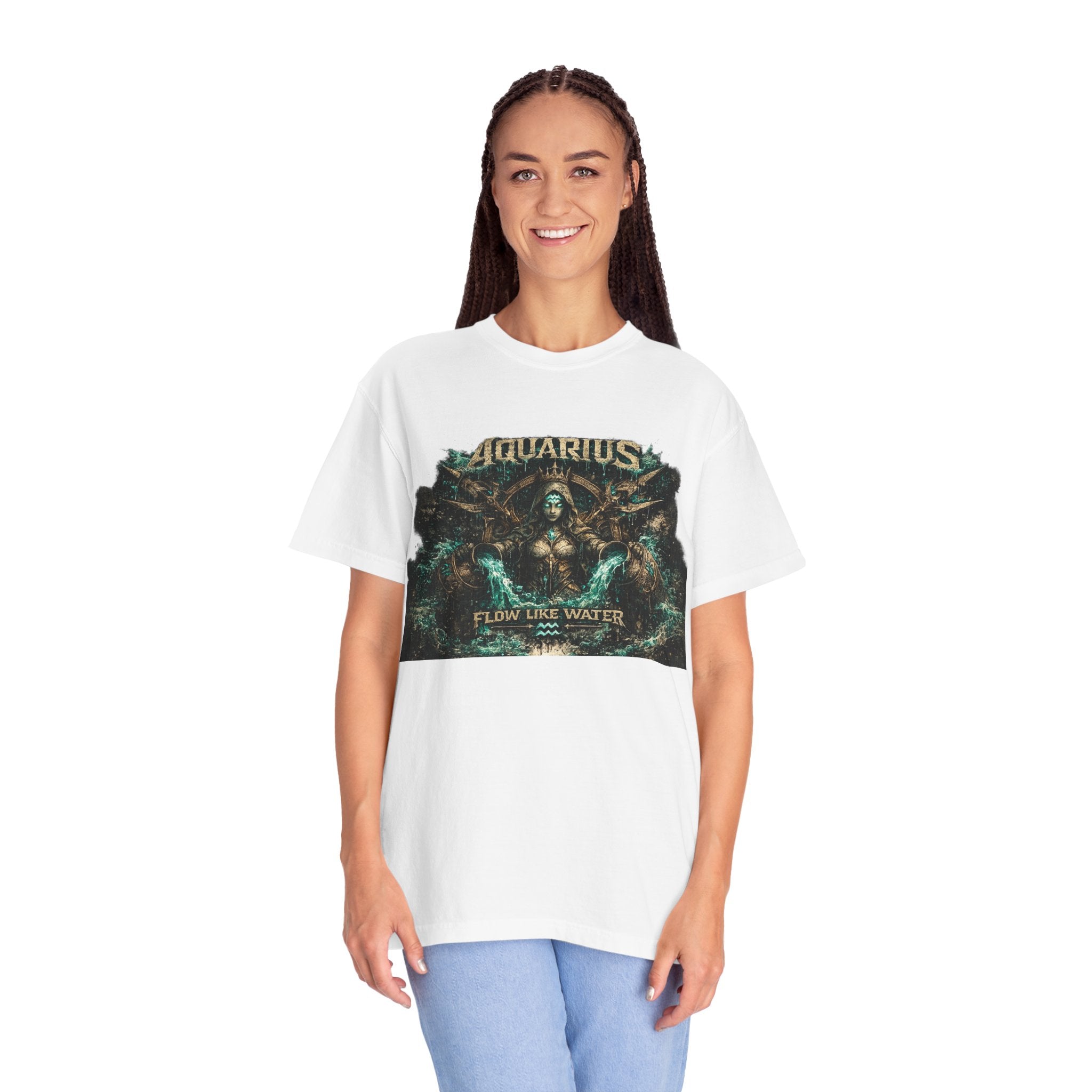 Aquarius Zodiac T-shirt — “Flow Like Water” Astrological Graphic Tee