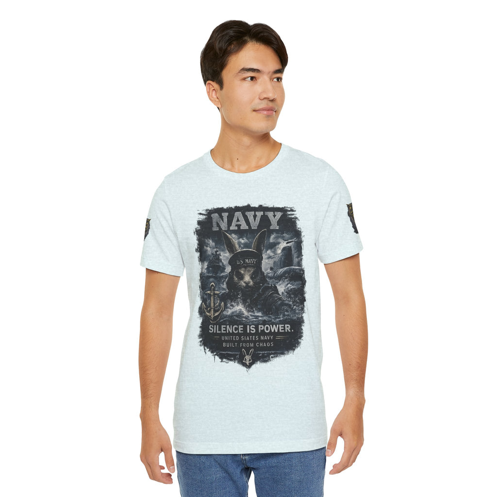 Navy 'Silence Is Power' Skull Anchor Tee — Fair Winds & Following Seas Back Graphic