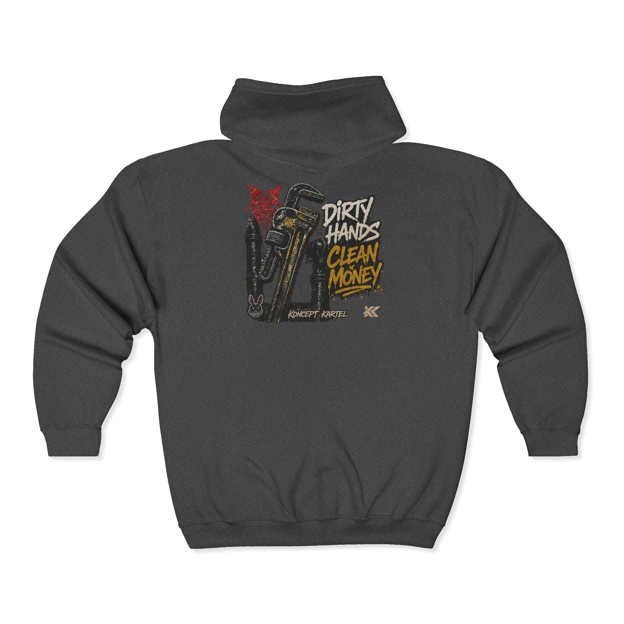 Zip Hoodie — Koncept Kartel 'Dirty Hands Clean Money' Graphic Zip-Up