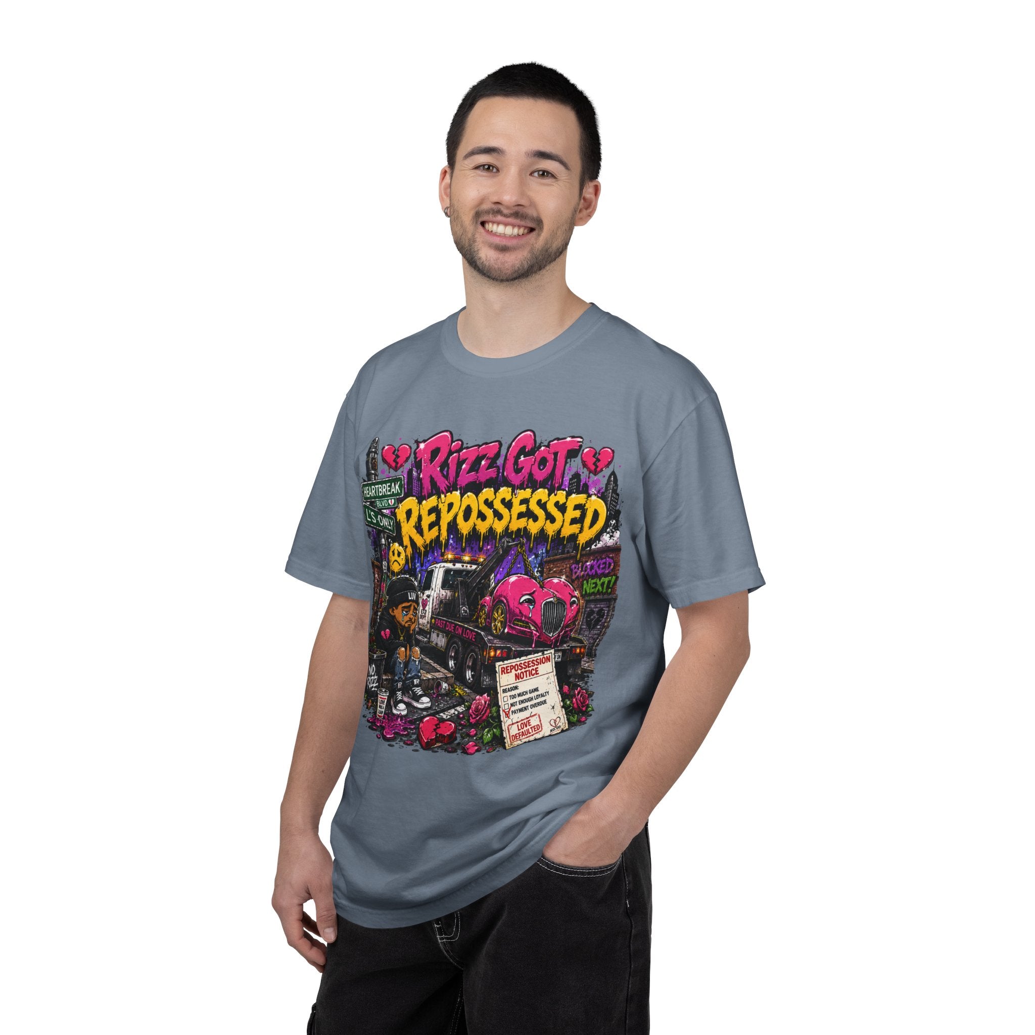 Repossession Comic Art T-Shirt — “Rizz Got Repossessed” Graphic Tee
