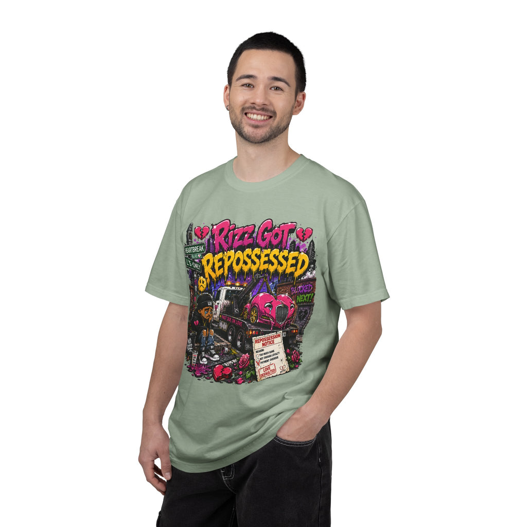 Repossession Comic Art T-Shirt — “Rizz Got Repossessed” Graphic Tee