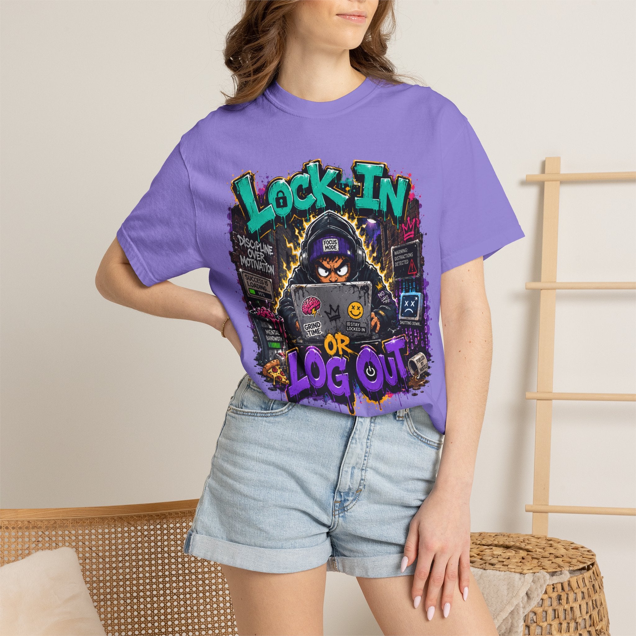 Lock In or Log Out Tee — Gamer Hacker Graphic T-Shirt