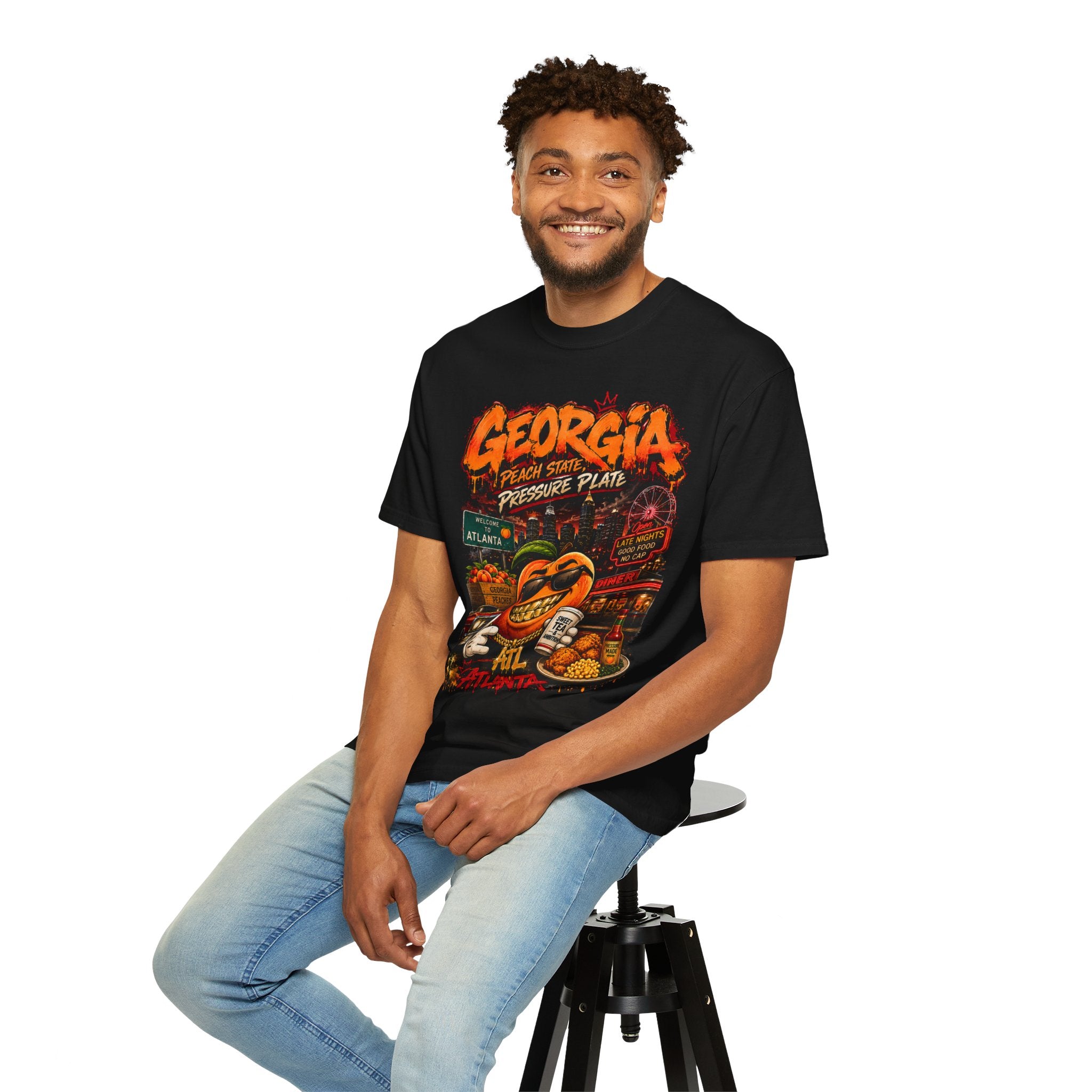 Georgia Peach Vintage Graphic T-Shirt — Atlanta Street Food & Peach State Design