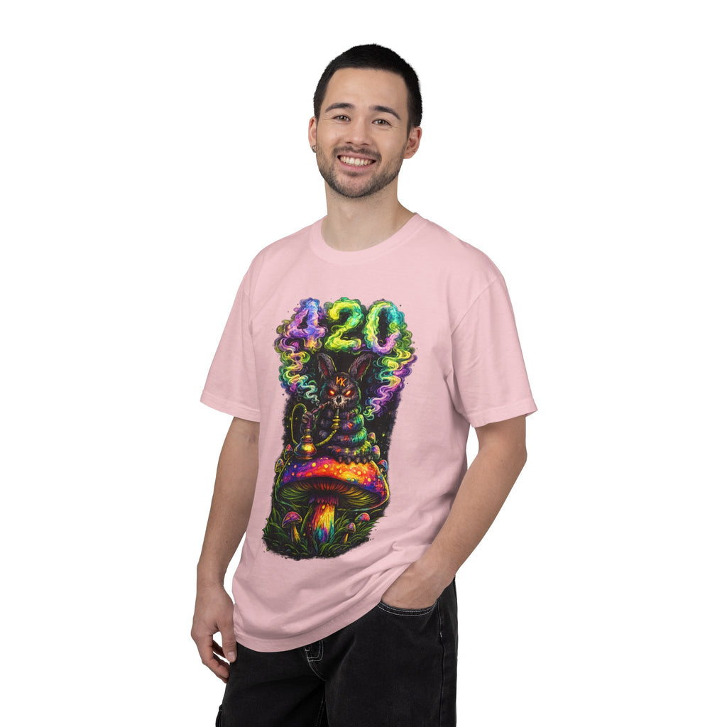 420 Psychedelic Cat T-Shirt — Colorful Mushroom Smoke Graphic