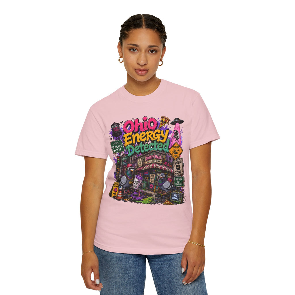 Ohio Energy Detected T-Shirt — Retro Arcade Cityscape Graphic Tee