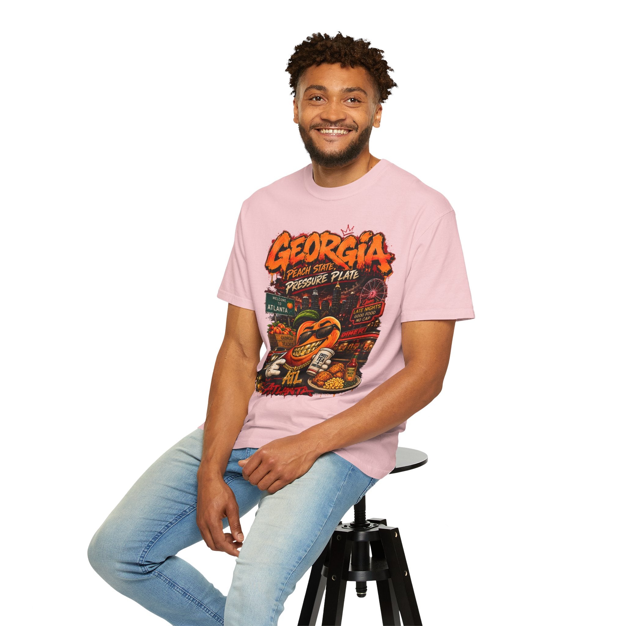 Georgia Peach Vintage Graphic T-Shirt — Atlanta Street Food & Peach State Design