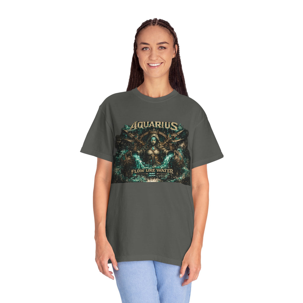 Aquarius Zodiac T-shirt — “Flow Like Water” Astrological Graphic Tee