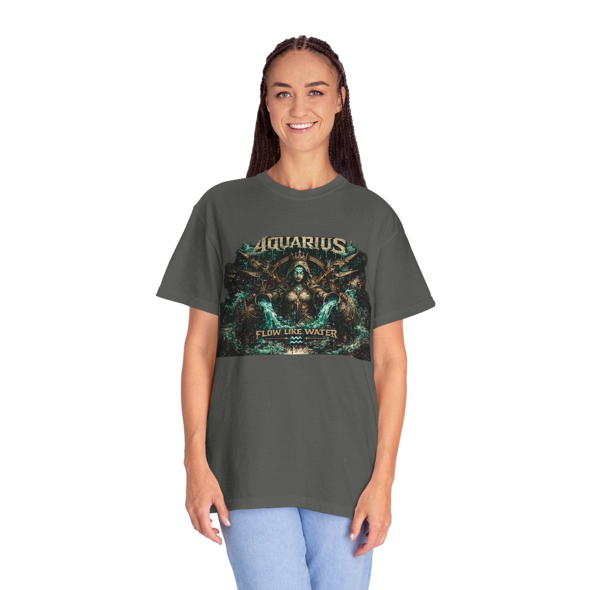 Aquarius Zodiac T-shirt — “Flow Like Water” Astrological Graphic Tee
