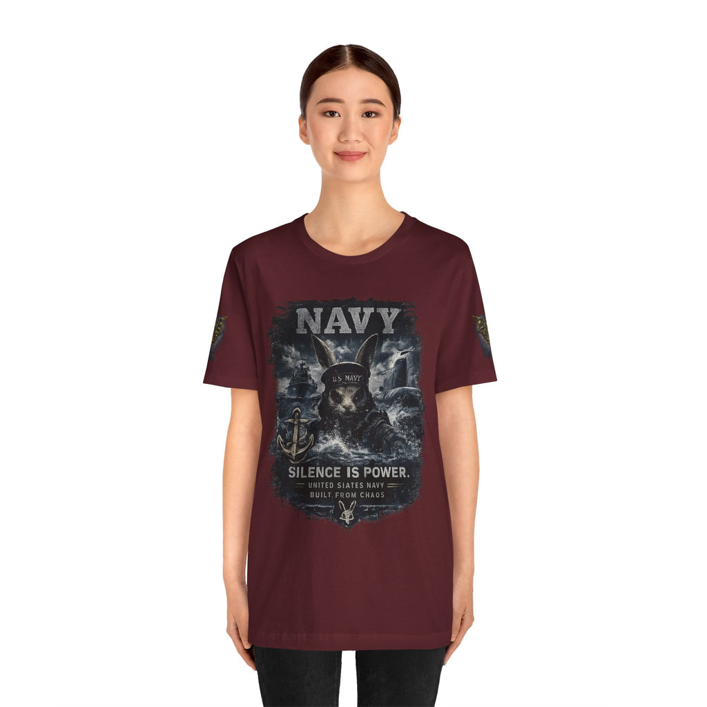 Navy 'Silence Is Power' Skull Anchor Tee — Fair Winds & Following Seas Back Graphic