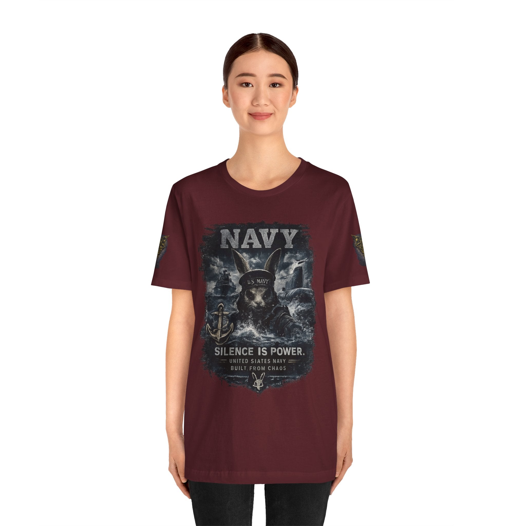 Navy 'Silence Is Power' Skull Anchor Tee — Fair Winds & Following Seas Back Graphic