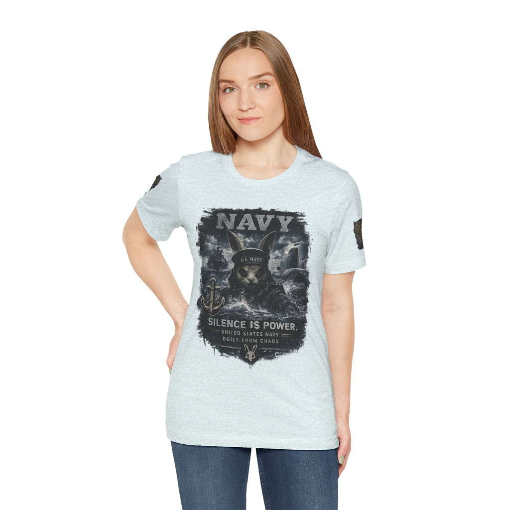 Navy 'Silence Is Power' Skull Anchor Tee — Fair Winds & Following Seas Back Graphic