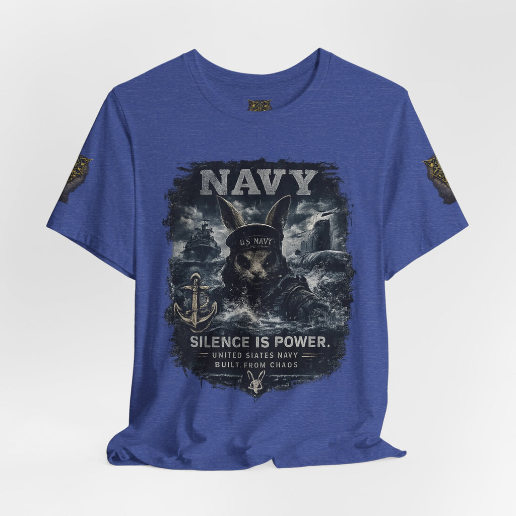 Navy 'Silence Is Power' Skull Anchor Tee — Fair Winds & Following Seas Back Graphic