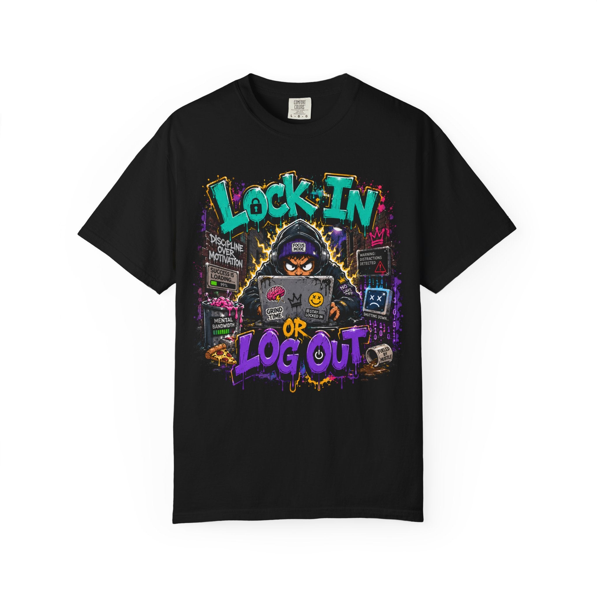 Lock In or Log Out Tee — Gamer Hacker Graphic T-Shirt