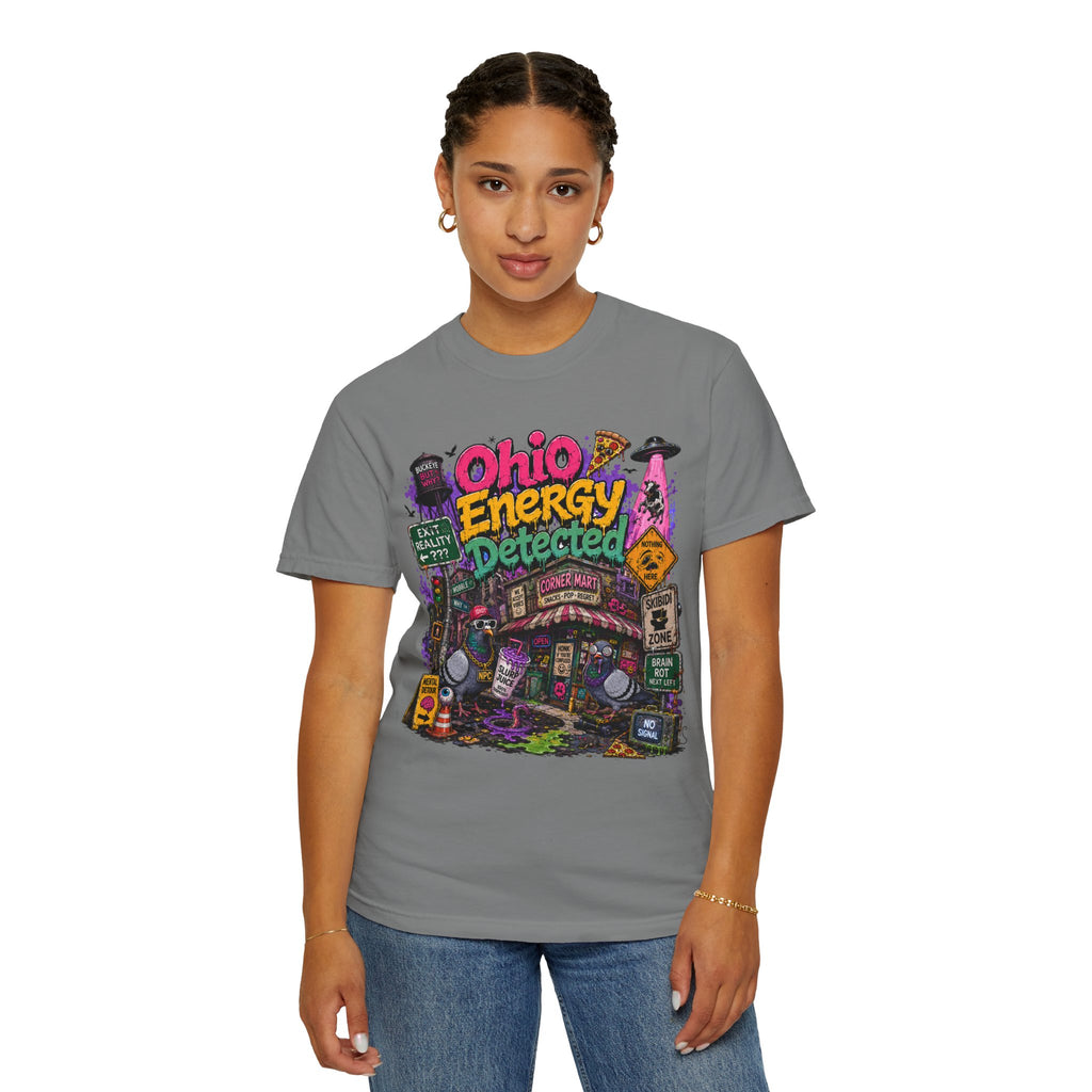 Ohio Energy Detected T-Shirt — Retro Arcade Cityscape Graphic Tee