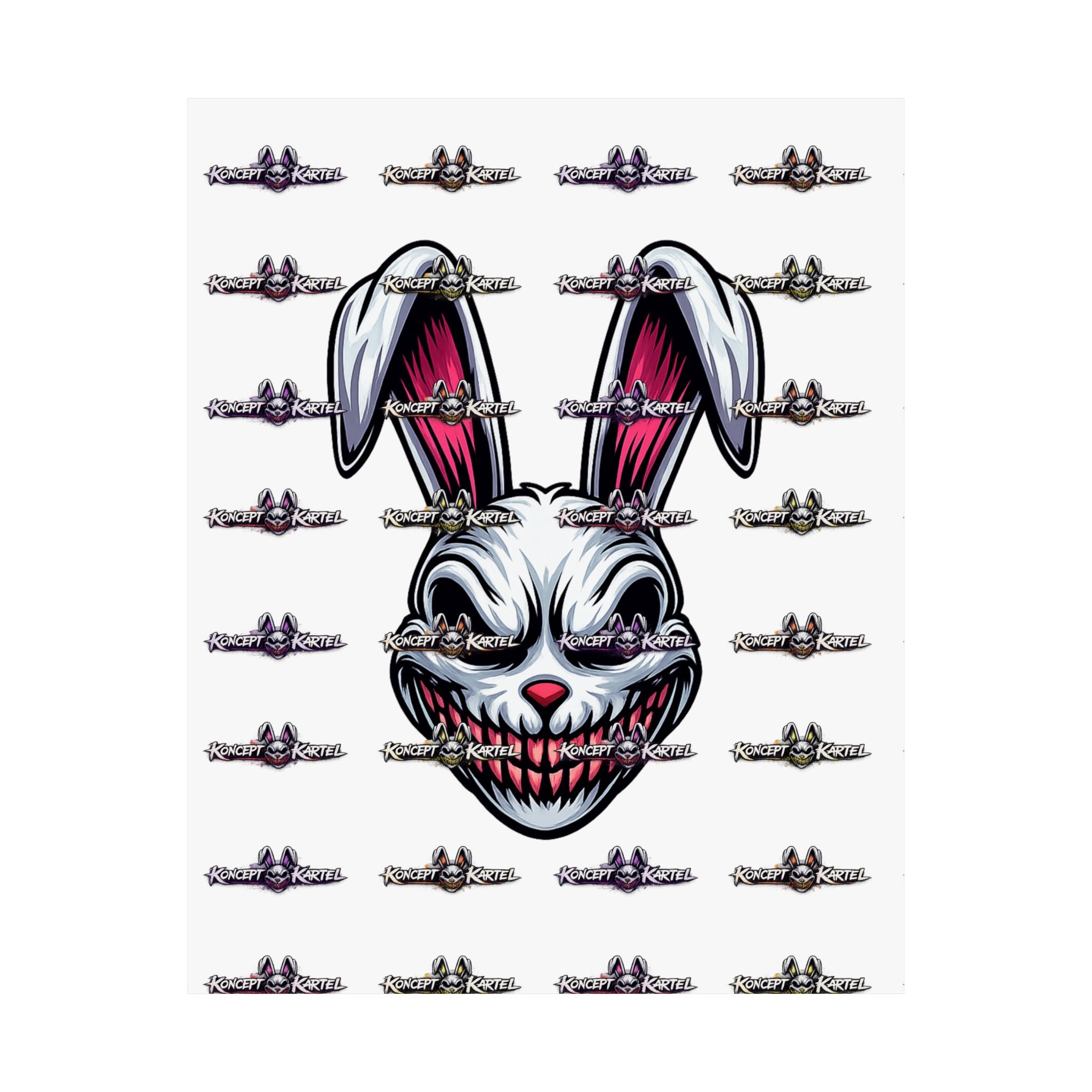 Creepy Smiling Bunny Poster — Horror Rabbit Matte Vertical Wall Art