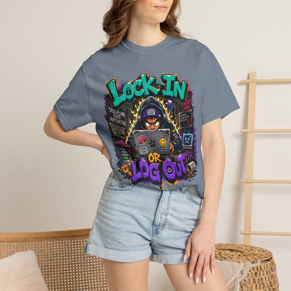 Lock In or Log Out Tee — Gamer Hacker Graphic T-Shirt