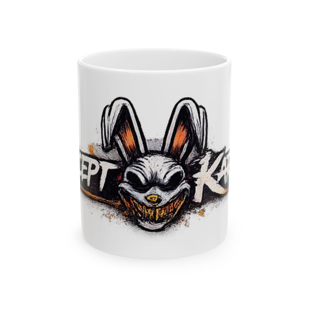 Evil Bunny Logo Ceramic Mug – 'Kep' Graphic Coffee Cup (11oz/15oz)
