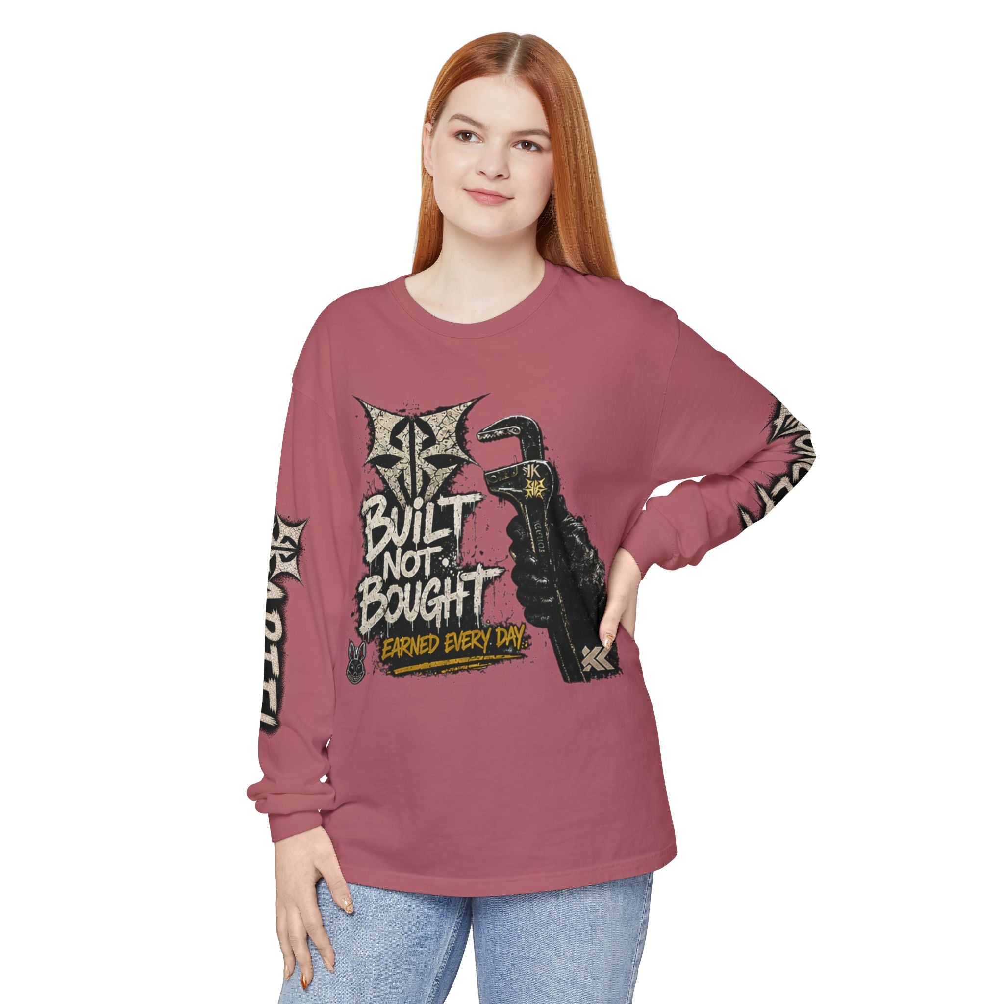 Built Not Bought Long Sleeve T-Shirt — Mechanic/Builder Graphic Tee