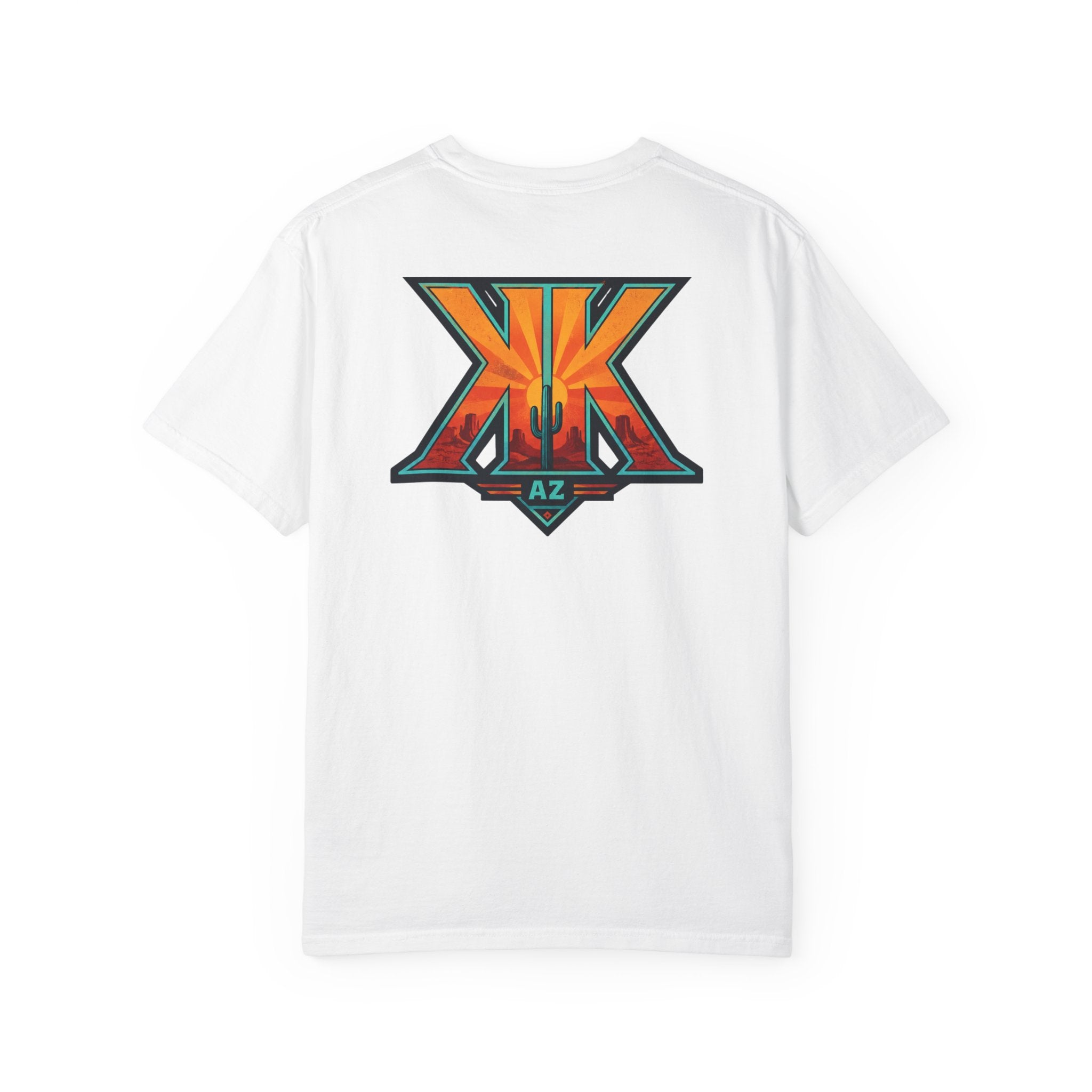 Arizona Desert Graphic T-Shirt — 'Arizona Dry Heat Wet Drop' Retro Cactus Sunset Tee