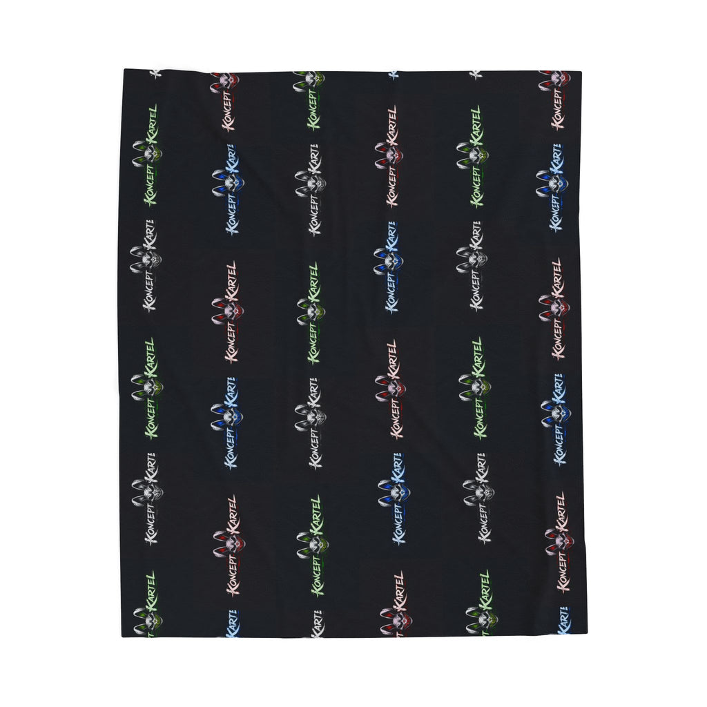 Velveteen Plush Blanket - Cozy Brushed Fleece with Repeating Colorful Logo Pattern