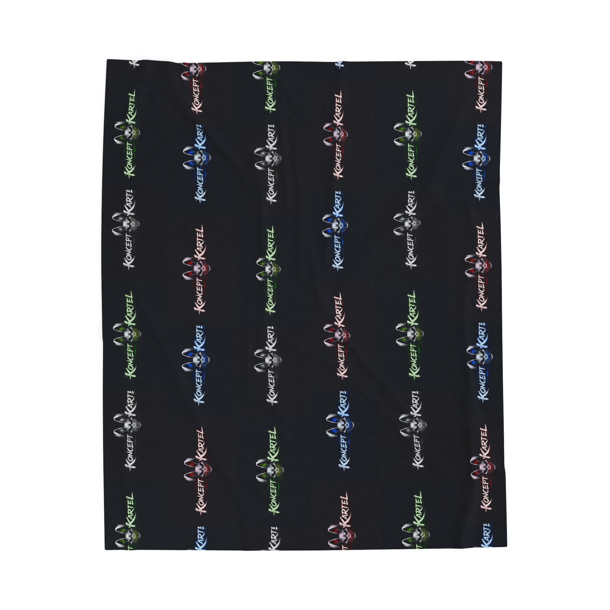 Velveteen Plush Blanket - Cozy Brushed Fleece with Repeating Colorful Logo Pattern