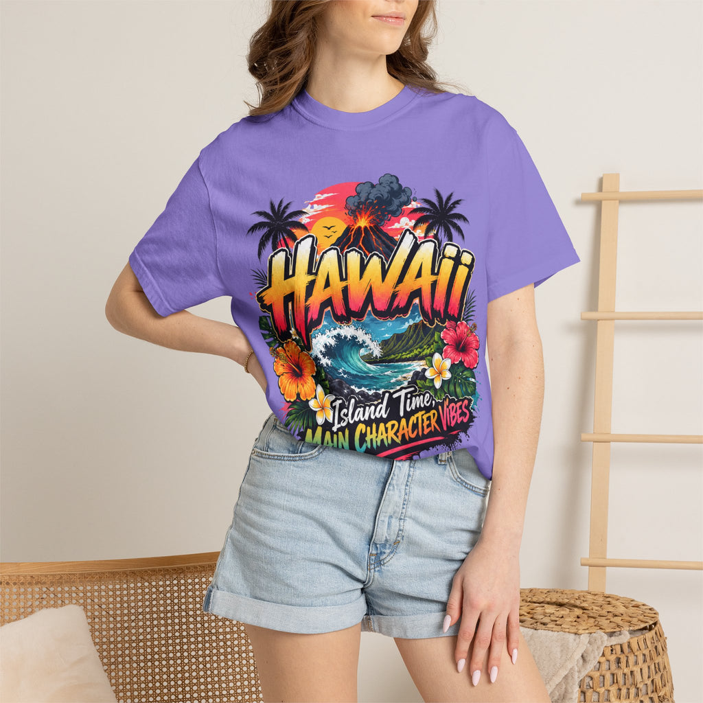 Hawaii Island Vibes T-Shirt — 'Island Time, Main Character Vibes' Tropical Tee