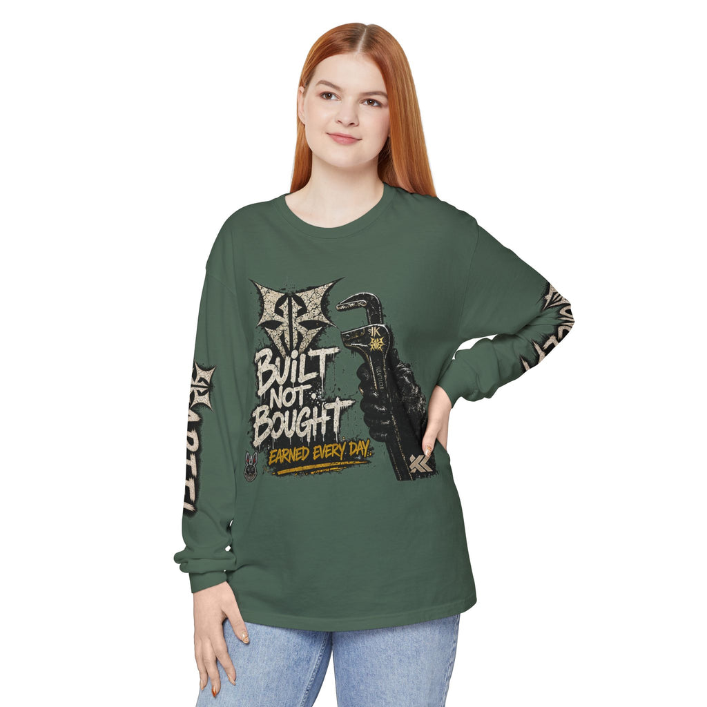 Built Not Bought Long Sleeve T-Shirt — Mechanic/Builder Graphic Tee