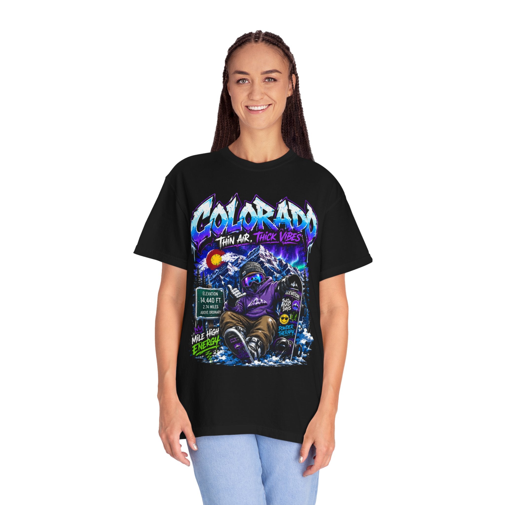 Colorado Ski & Snowboard T-Shirt — Think Air, Thick Vibes Graphic Tee