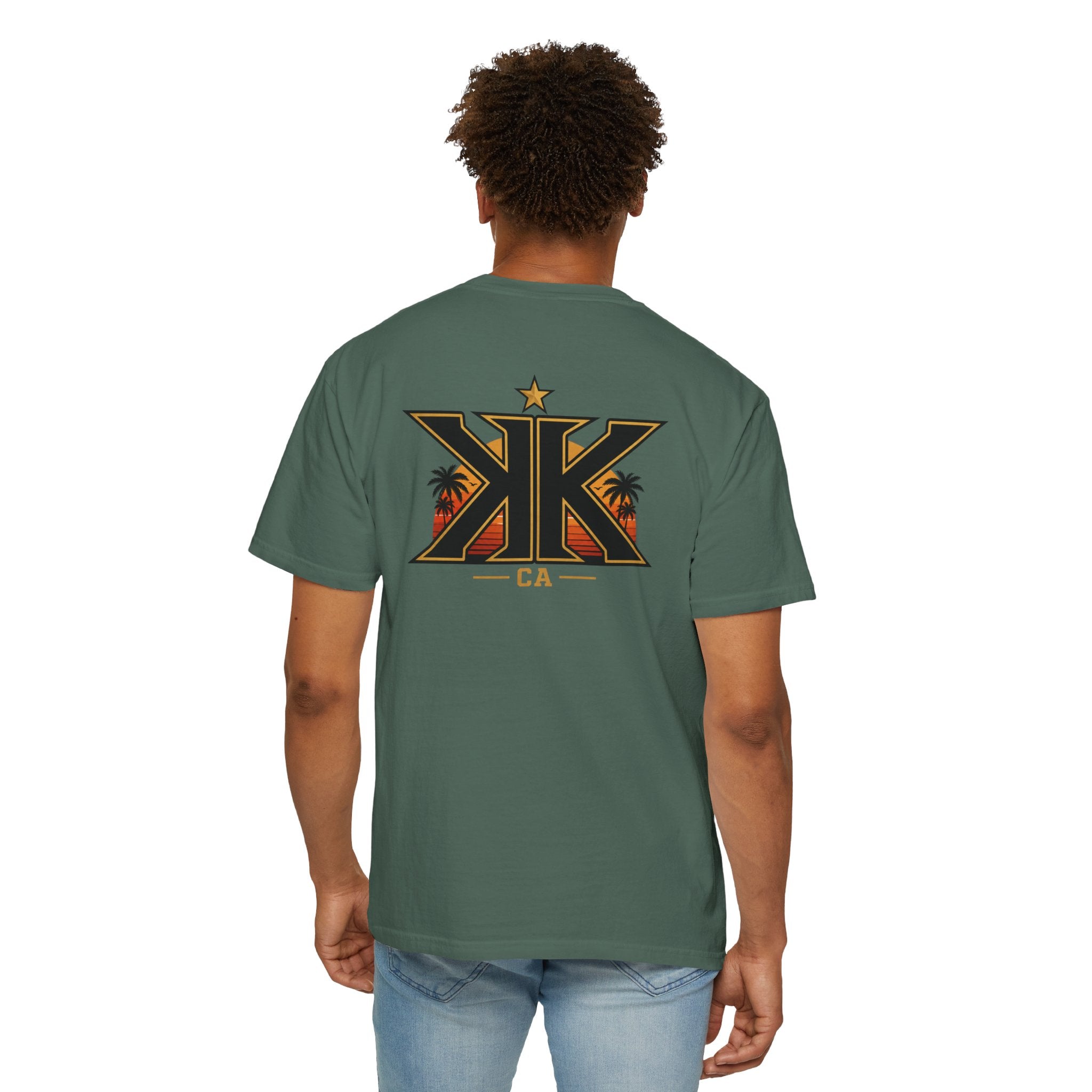 California West Coast Graphic T-Shirt — "California Hella" Vintage Sunset Car Design
