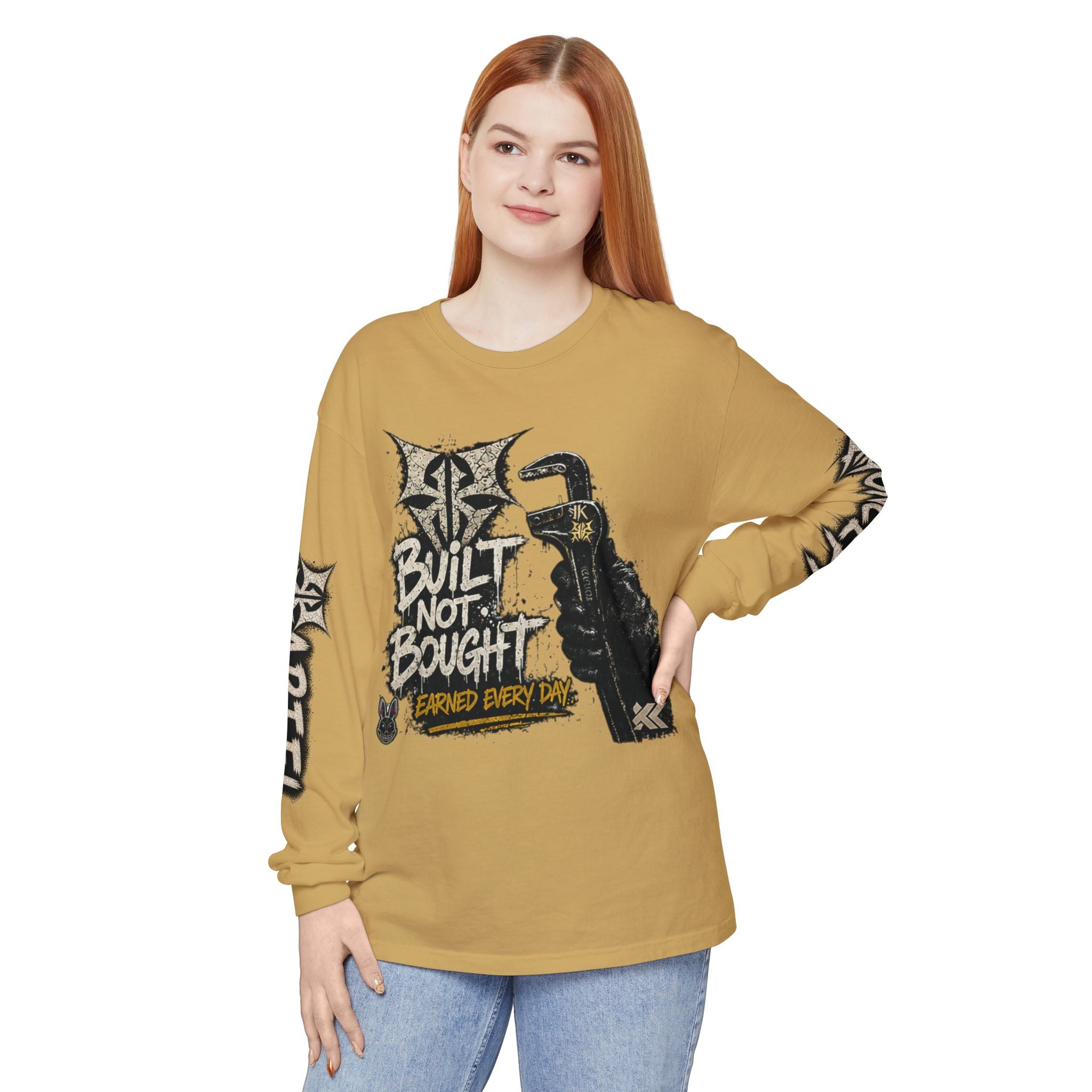 Built Not Bought Long Sleeve T-Shirt — Mechanic/Builder Graphic Tee