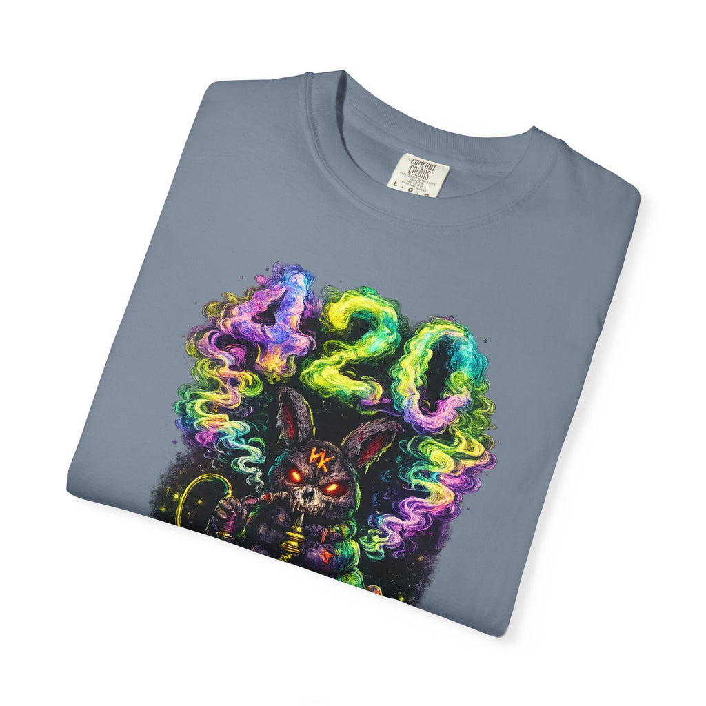420 Psychedelic Cat T-Shirt — Colorful Mushroom Smoke Graphic