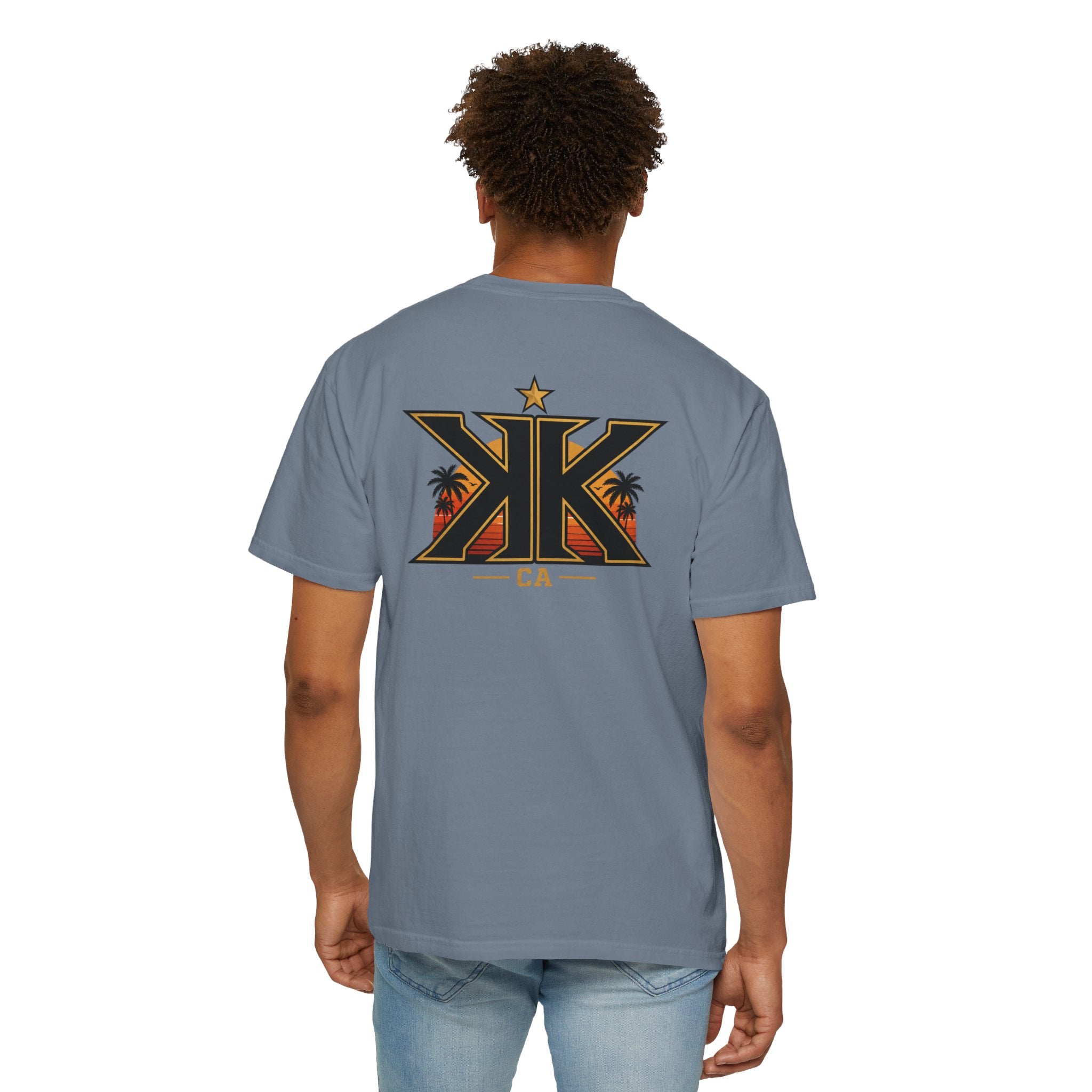 California West Coast Graphic T-Shirt — "California Hella" Vintage Sunset Car Design