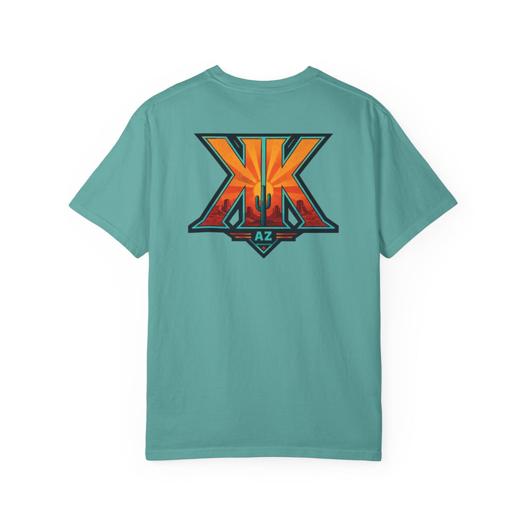 Arizona Desert Graphic T-Shirt — 'Arizona Dry Heat Wet Drop' Retro Cactus Sunset Tee