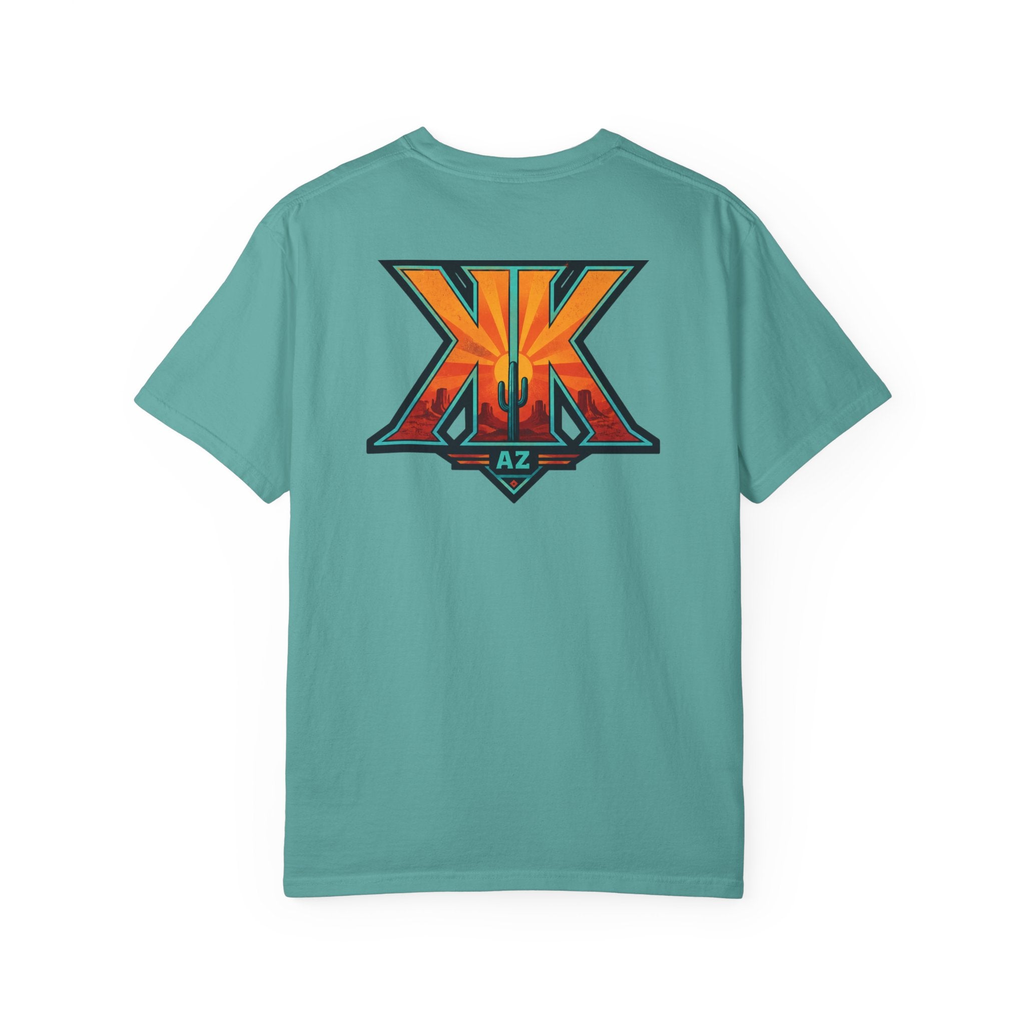 Arizona Desert Graphic T-Shirt — 'Arizona Dry Heat Wet Drop' Retro Cactus Sunset Tee
