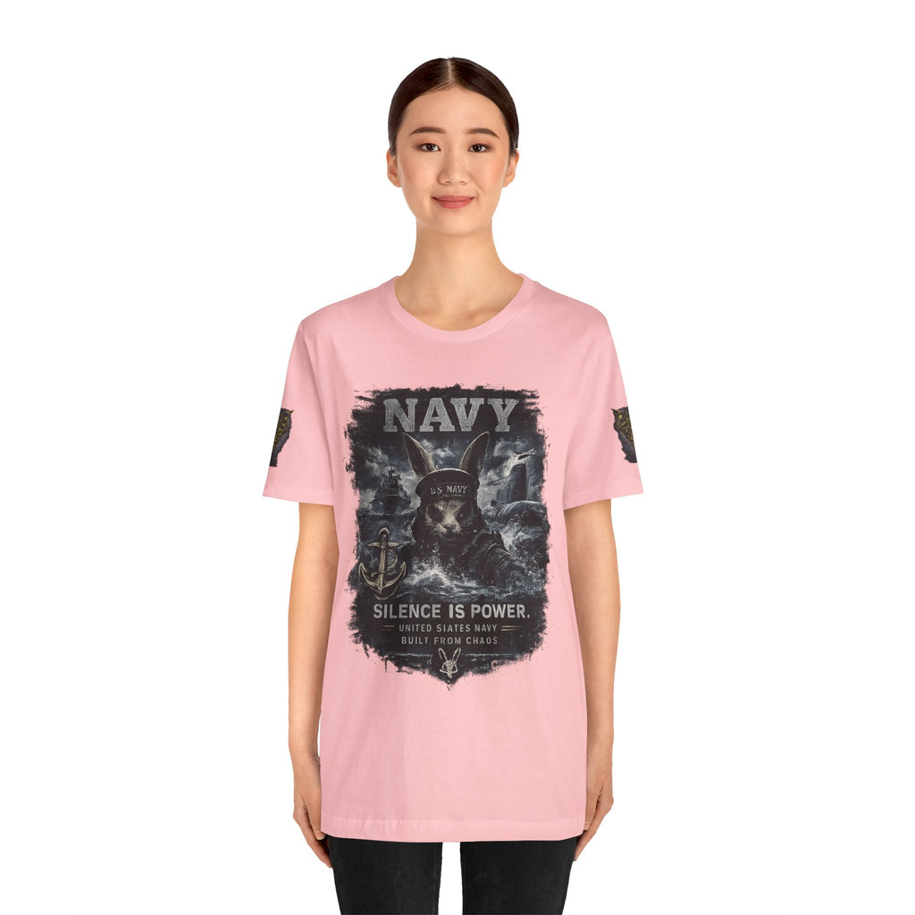 Navy 'Silence Is Power' Skull Anchor Tee — Fair Winds & Following Seas Back Graphic