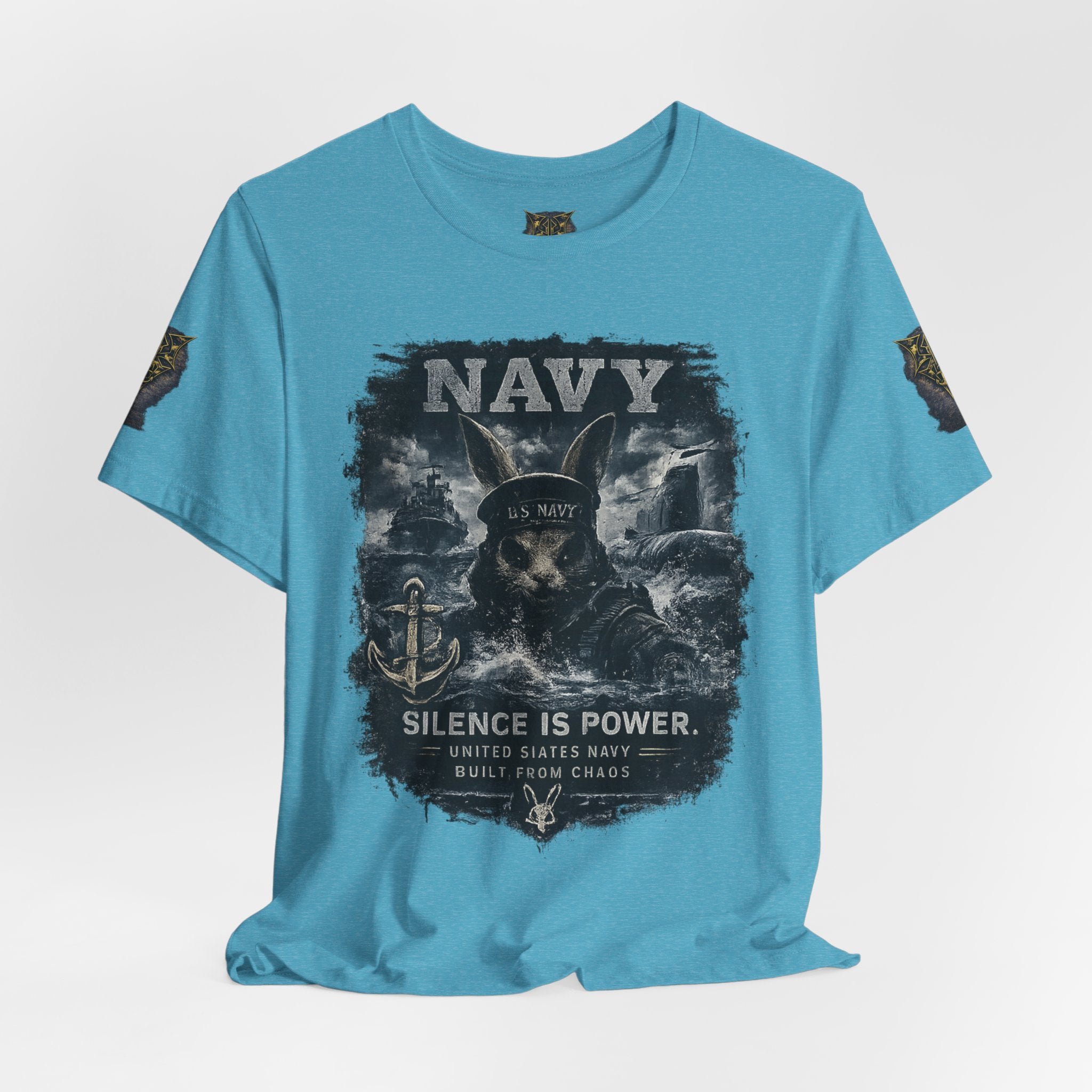 Navy 'Silence Is Power' Skull Anchor Tee — Fair Winds & Following Seas Back Graphic