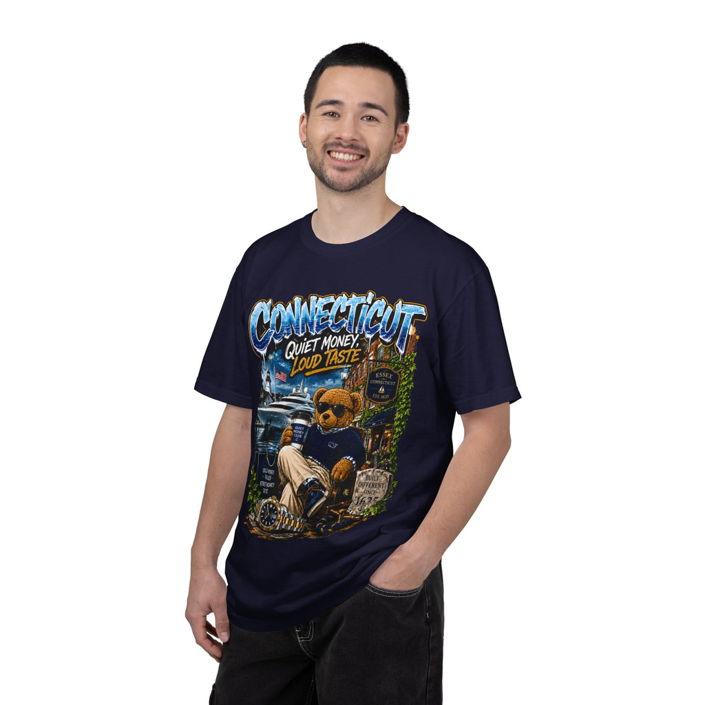 Connecticut Bear Vintage T-Shirt — "Quiet Money, Loud Taste" Graphic Tee