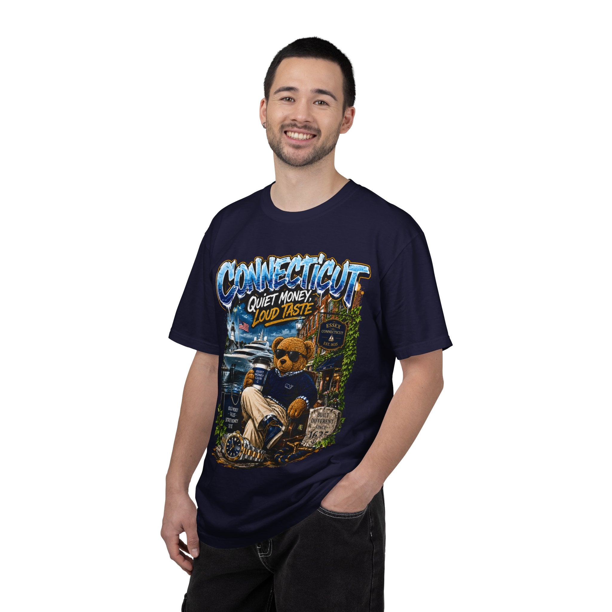 Connecticut Bear Vintage T-Shirt — "Quiet Money, Loud Taste" Graphic Tee