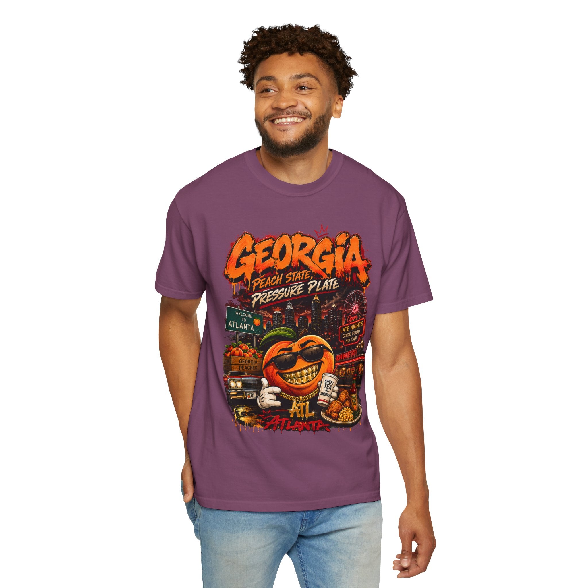 Georgia Peach Vintage Graphic T-Shirt — Atlanta Street Food & Peach State Design