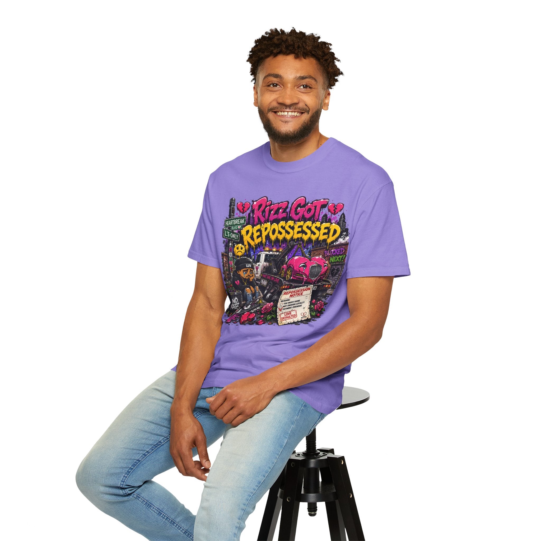 Repossession Comic Art T-Shirt — “Rizz Got Repossessed” Graphic Tee