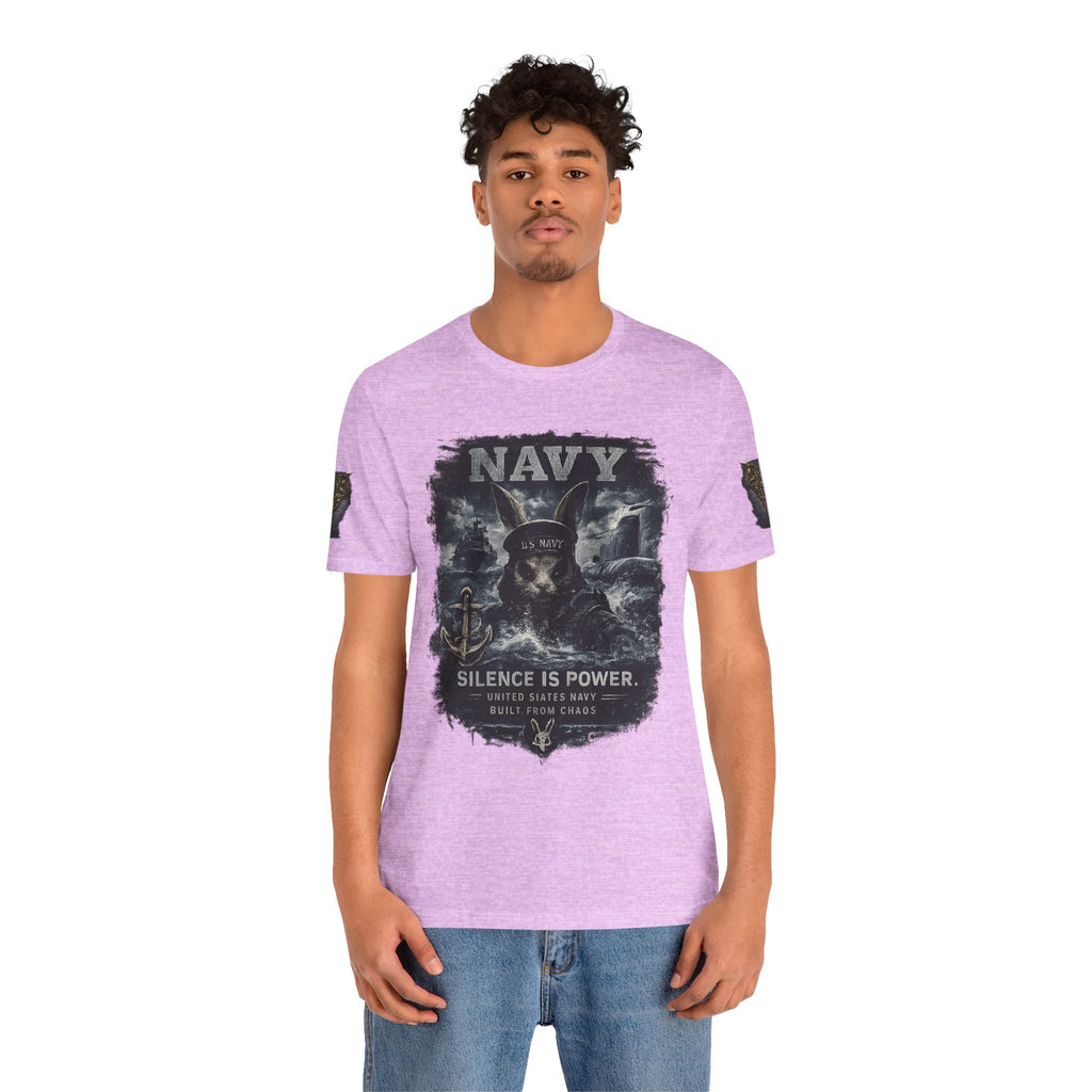 Navy 'Silence Is Power' Skull Anchor Tee — Fair Winds & Following Seas Back Graphic