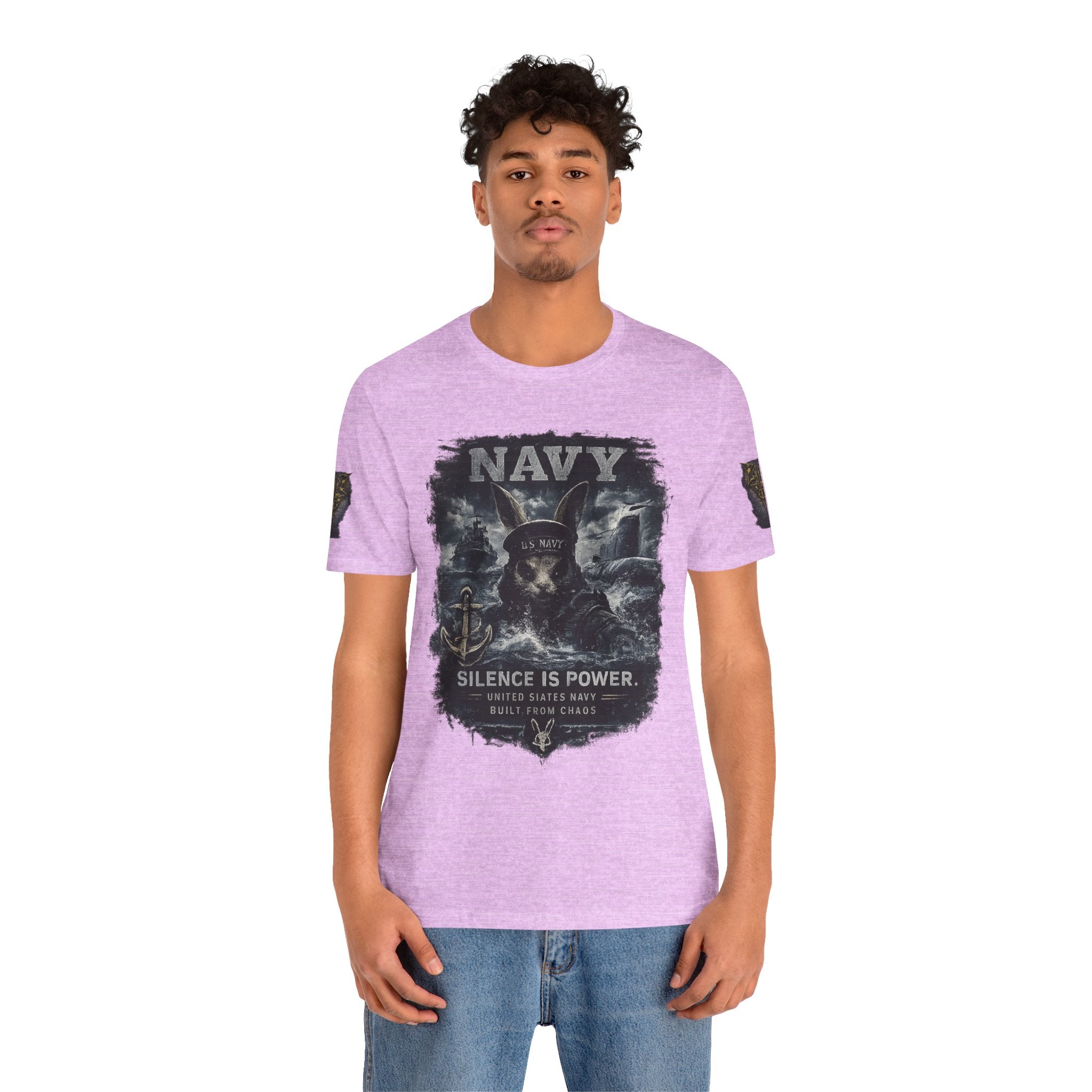 Navy 'Silence Is Power' Skull Anchor Tee — Fair Winds & Following Seas Back Graphic