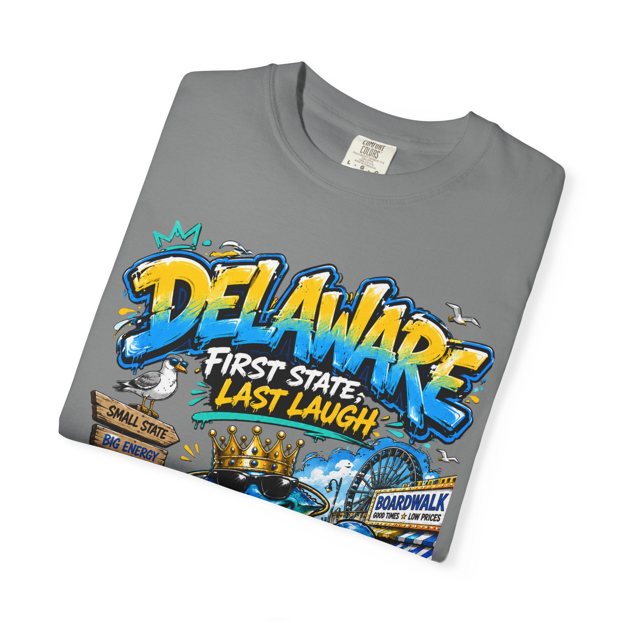 Delaware Frog Graphic T-Shirt — 'First State, Last Laugh' Coastal Souvenir Tee