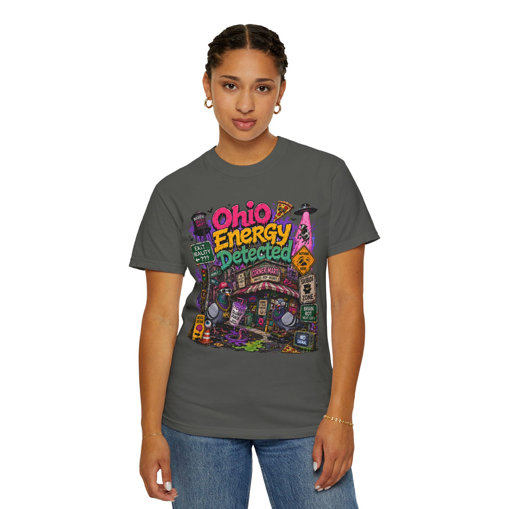 Ohio Energy Detected T-Shirt — Retro Arcade Cityscape Graphic Tee