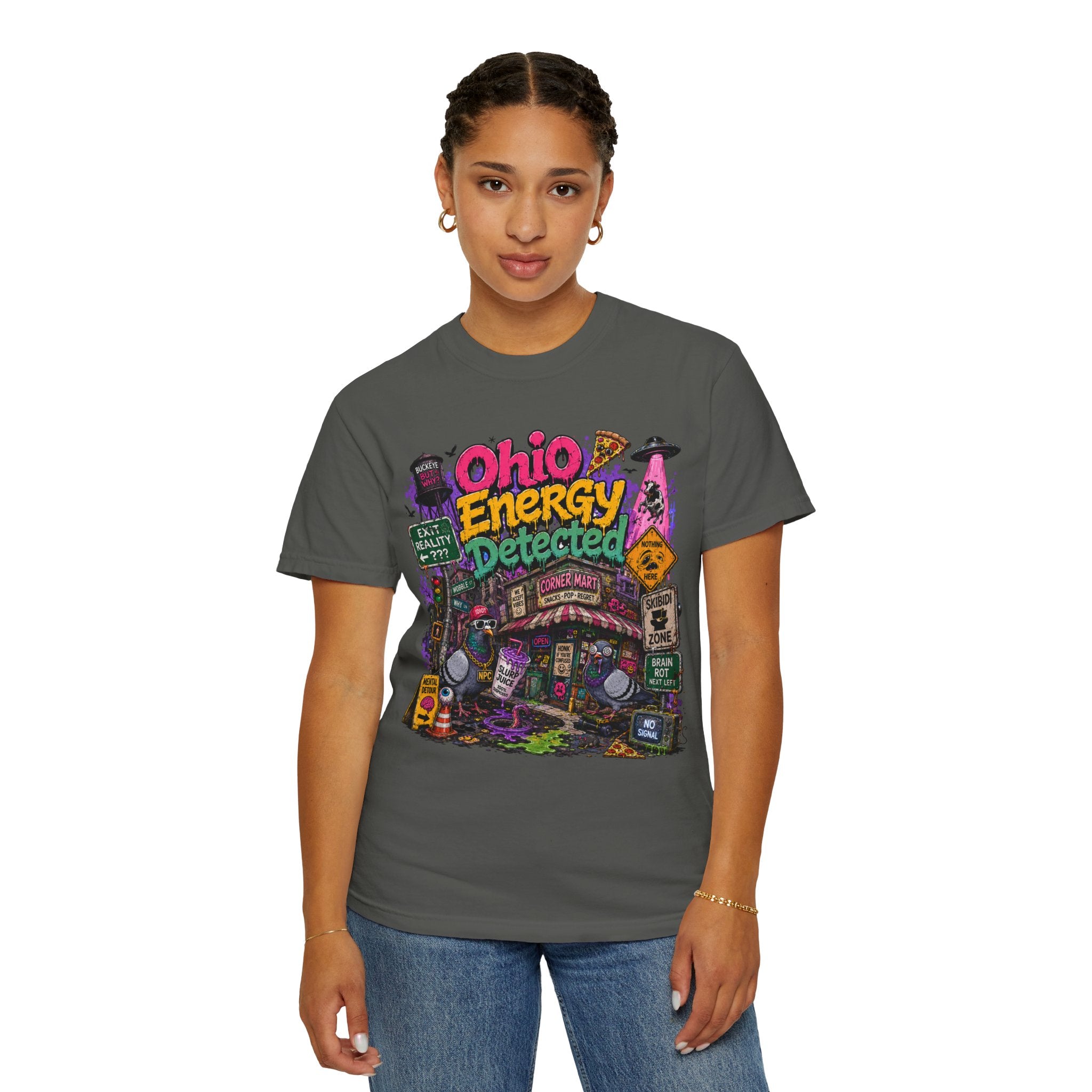 Ohio Energy Detected T-Shirt — Retro Arcade Cityscape Graphic Tee