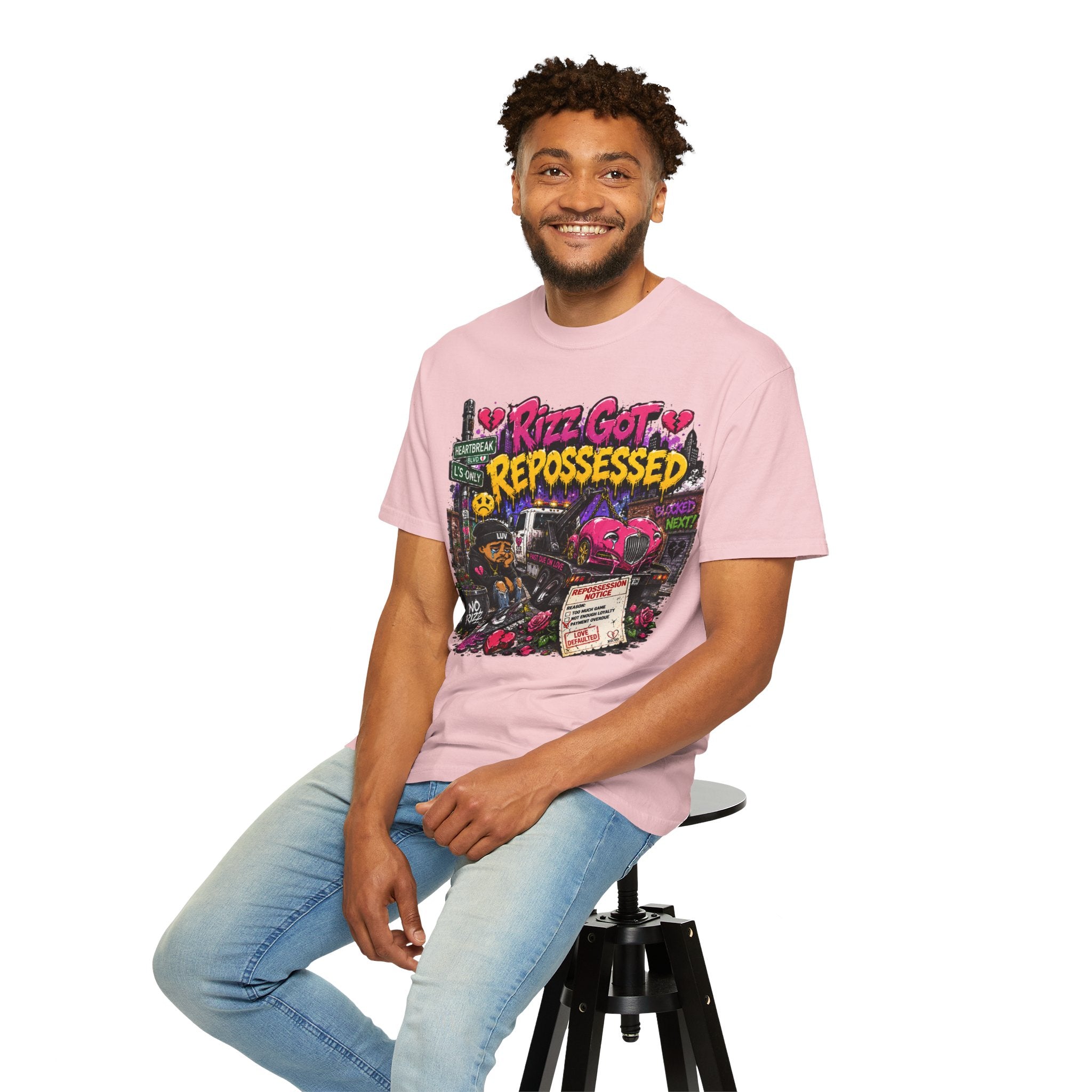 Repossession Comic Art T-Shirt — “Rizz Got Repossessed” Graphic Tee