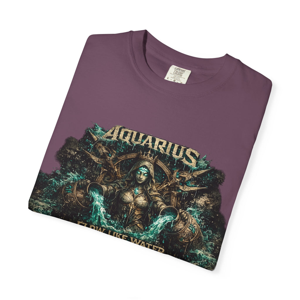 Aquarius Zodiac T-shirt — “Flow Like Water” Astrological Graphic Tee