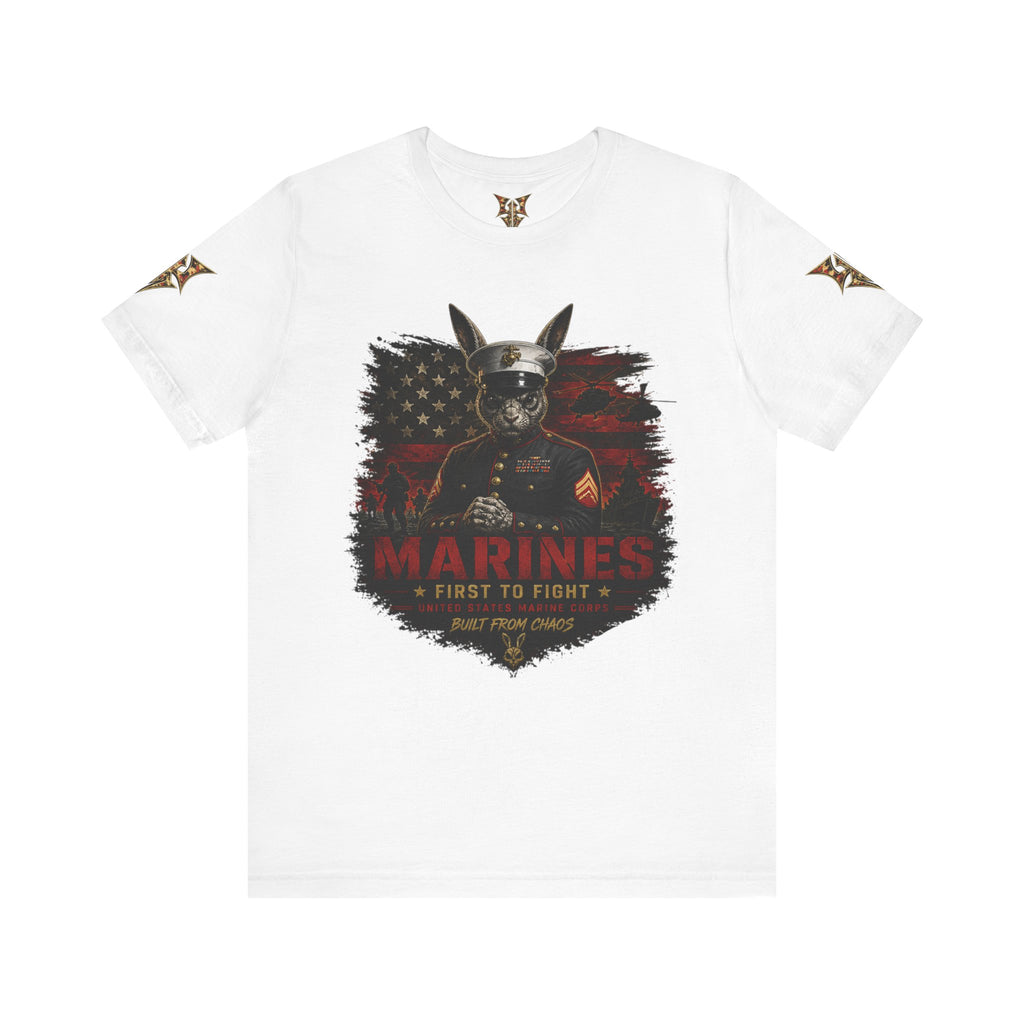 Marines "First to Fight" Military Graphic Tee — "Not Allowed to Die Without Permission"